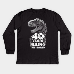 40th Anniversary - Dinosaur Lovers Birthday Kids Long Sleeve T-Shirt